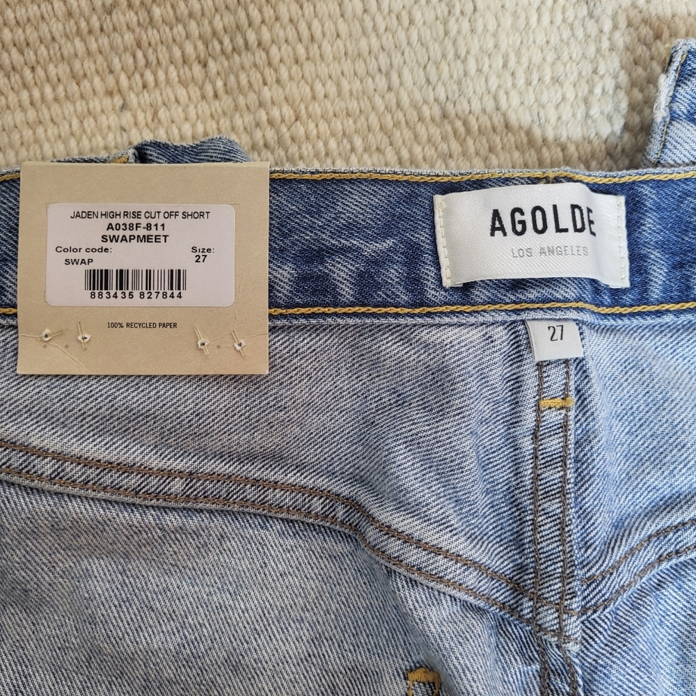 NWT Agolde Jaden High Rise Cut Off Short in Swapmeet Blue Sz 27 - Picture 3 of 11